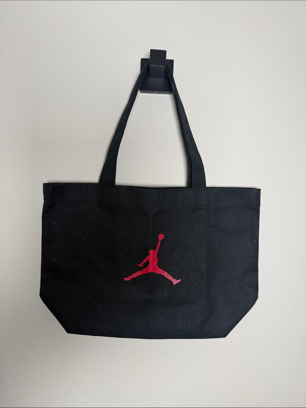 Jordan Black Canvas Tote with Red Jumpman Logo